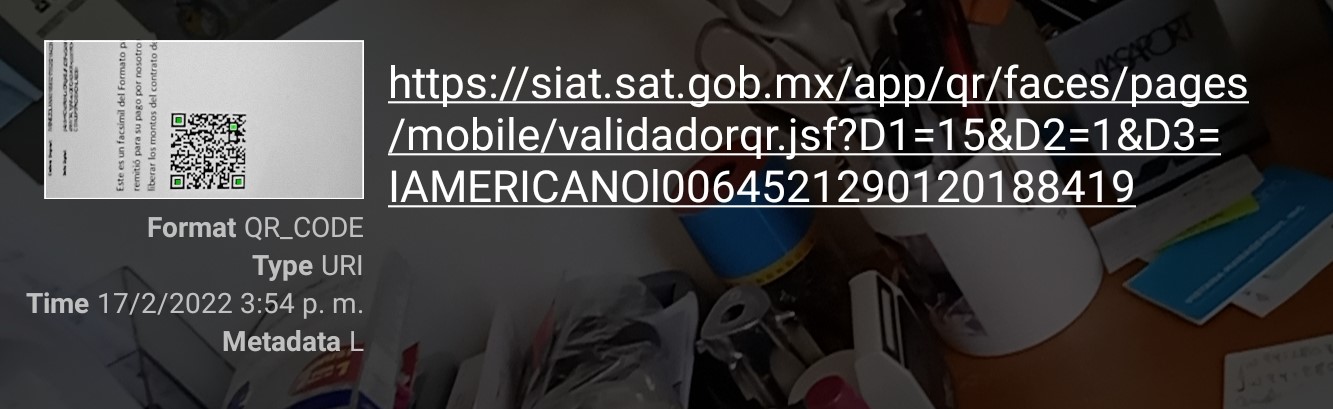 Resultado validador QR 