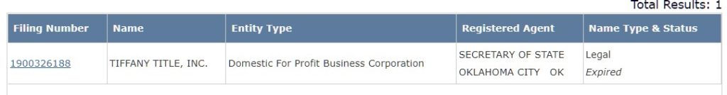 Nota de expiración de Tiffany Title Inc 
